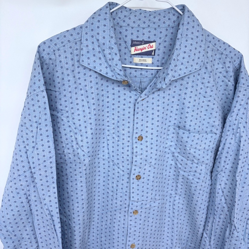 Johnnie-O' Hangin Out Long Sleeve Button Up Shirt XXL Mens Blue Conrad Chambray - Picture 3 of 10